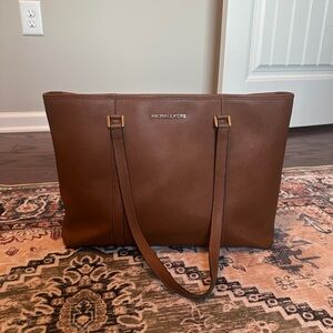 Michael Kors Brown Leather Shoulder Tote Bag